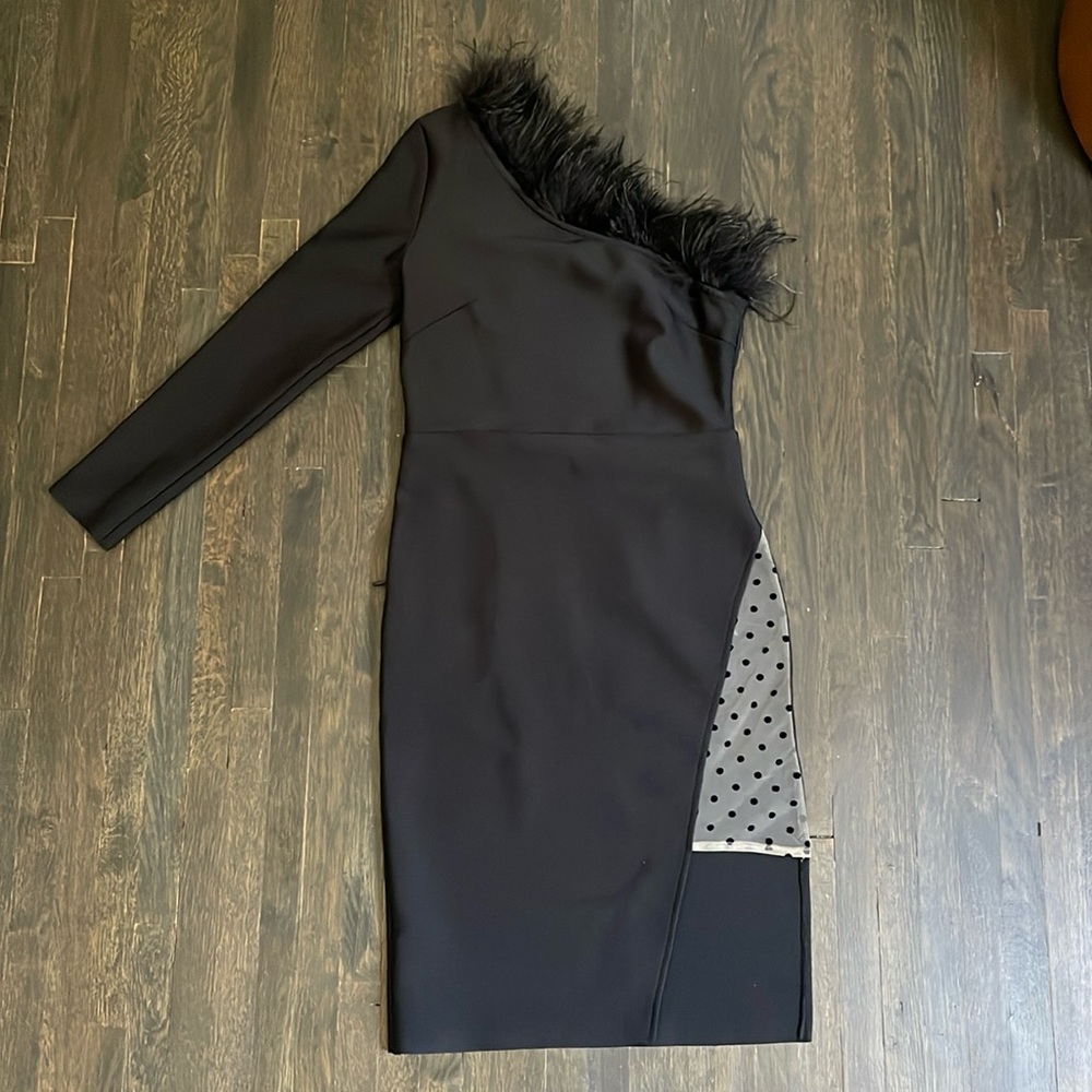 Z Crave NYC Black Feather Cocktail Dress